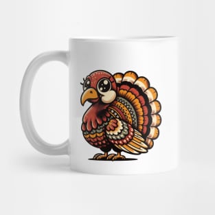 Boho Turkey Thanksgiving Retro Bird Graphic Illustration Mug